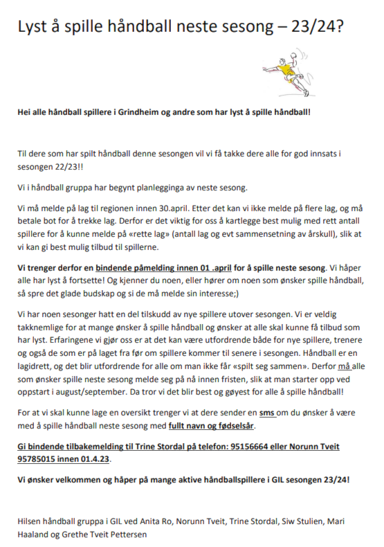 Vil du spille håndball sesongen 23-24?
